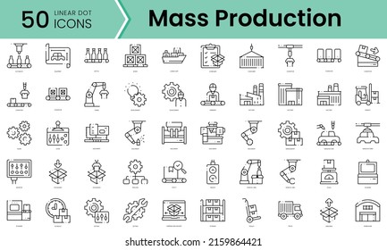 Set of mass production icons. Line art style icons bundle. vector illustration