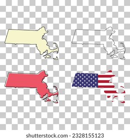 Set of Massachusetts map, united states of america. Flat concept icon vector illustration .