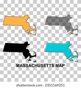Set of Massachusetts map, united states of america. Flat concept icon vector illustration . svg