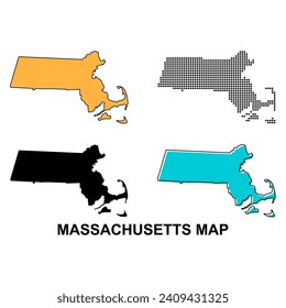 Set of Massachusetts map, united states of america. Flat concept icon vector illustration .