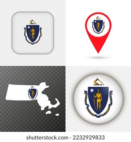 Bandera estatal de Massachusetts. Ilustración vectorial.