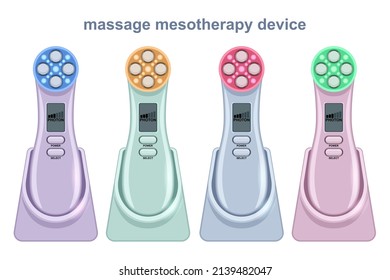 Set massage mesotherapy infrared device realistic isolated white background