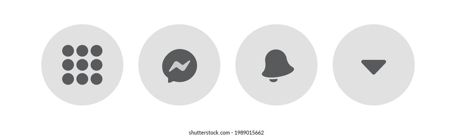 Set Massage Play Button Bell Notice Notifications Set Marketplace Friends Menu Facebook Icon Symbol Vector Template