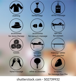 Set of massage and spa icons