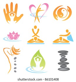 Set of massage , wellnes and spa icons. Vector illustration.