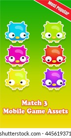 Set of match 3 characters / Mobile Game Asset