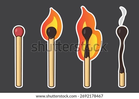 set of match stick good for sticker, badge, element design, print design, etc