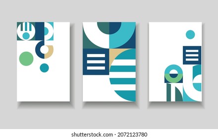 A set of matching compositions with geometric patterns. Design for posters, covers or booklets in a modern abstract style.