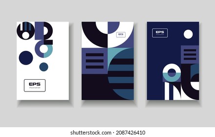 A set of matching compositions with geometric patterns. Design for posters, covers or booklets in a modern abstract style.