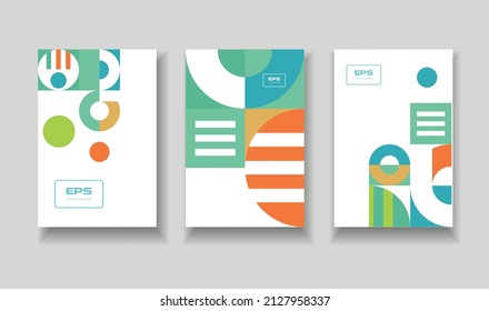 A set of matching compositions with geometric patterns. Design for posters, covers or booklets in a modern abstract style.