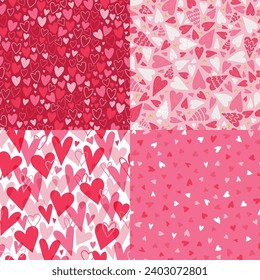 Conjunto de corazones a mano que combinan perfectamente patrón, grandioso para el Día de San Valentín, bodas, el Día de la Madre - textiles, carteles, papeles pintados, antecedentes.