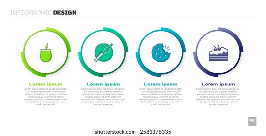 Set Mate tea, Cigarette, Cookie or biscuit and Piece of cake. Business infographic template. Vector