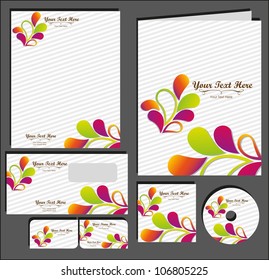 Set of material corporate image. contains, on, letterhead, folders, business card , cd label, vector illustration