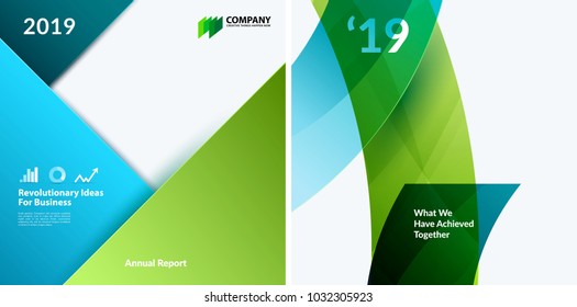 Set of material design abstract templates. Creative modern business background with colourful triangles