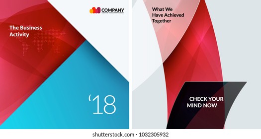 Set of material design abstract templates. Creative modern business background with colourful triangles