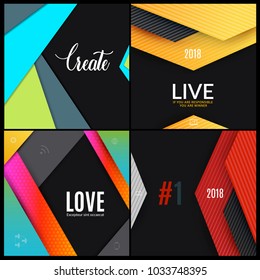 Set. Material design of abstract vector elements for graphic template.