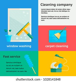 Set of material design concepts of cleaning service banners vector illusatrtion