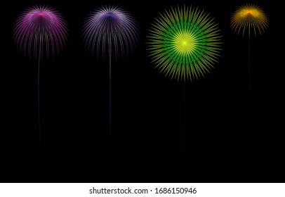 Set material, fireworks vector illustration