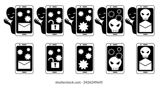 A set of materials such as hackers and virus-infected smartphones