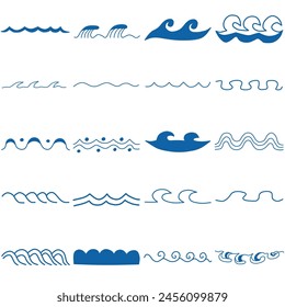 A set of materials in various shapes that evoke the image of flowing water, such as ocean waves.
