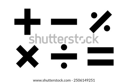 A set of math calculation symbol icons isolated on a white background. Vector design elements 