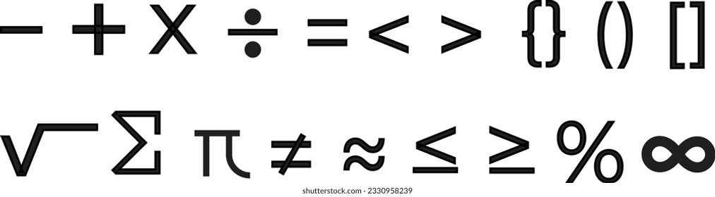 Set of math icons. The concept of counting and solving math problems. Vector illustration