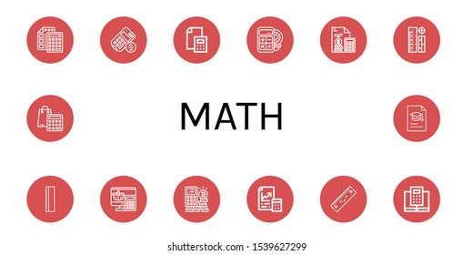 Set of math icons. Such as Calculator, Rulers, Ruler, Maths, Degree , math icons