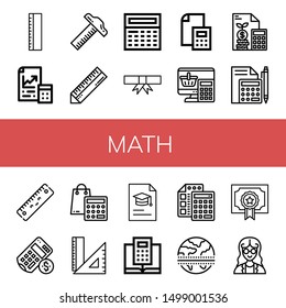 Set of math icons such as Ruler, Maths, Calculator, Degree, Rulers, Equator, Mathematician , math