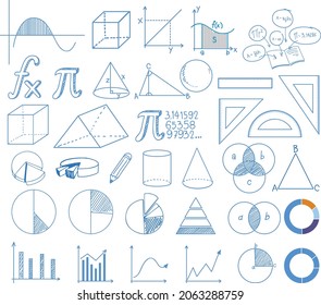 Set of math sign and graph illustration