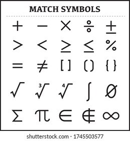 Set of math symbols, icon set.