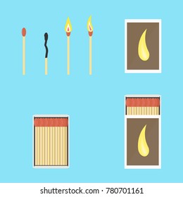 Set of mathces and matchbox. Vector illustration.