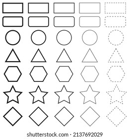 Set with mathematical figures. Collection with basic geometric shape lines. Figures for learning.