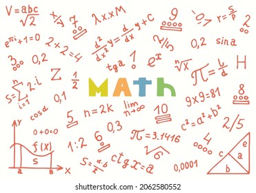 Set Mathematical Numbers Signs Symbols Formulas Stock Vector (Royalty ...