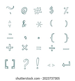 set of Mathematical symbol icons in hand drawn doodle style, vector illustration 