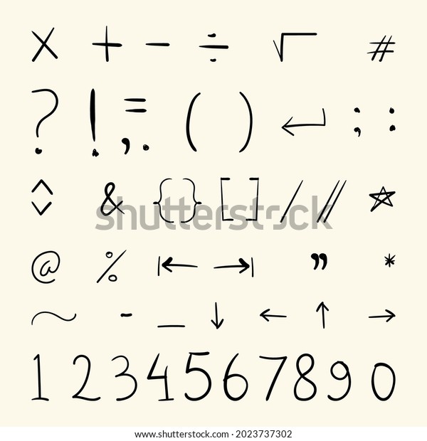 set of Mathematical symbol icons in hand\
drawn doodle style, vector illustration\
