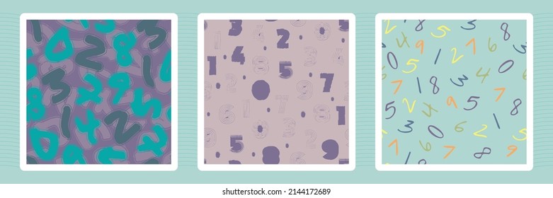 set of mathematical symbols pattern background with child cute numbers alphabet