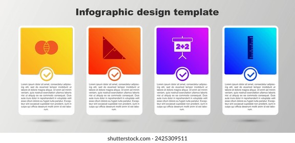 Set Mathematics sets A and B, Angle bisector of triangle, Chalkboard and Ruler. Business infographic template. Vector