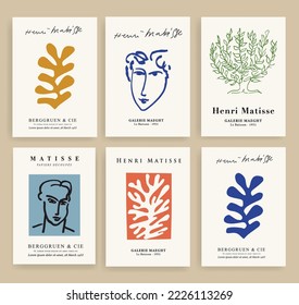 Set of Matisse inspired abstract art set include minimal aesthetic modern art, boho decor vector illustration poster. Collection for trendy floral decoration and creative art.