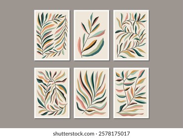 Set of Matisse inspired mid century contemporary collage minimalist wall art posters