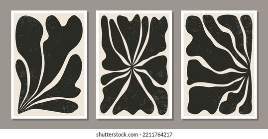 Set of Matisse style contemporary collage botanical minimalist wall art poster