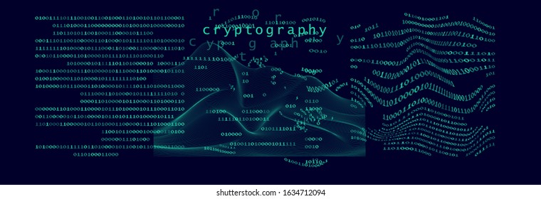 Set of matrices with binary code. Concept illustration for Artificial Intelligence, Cryptography and Machine Learning technologies.