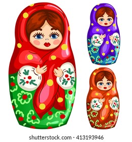 A set of matryoshka dolls. Vector illustration.