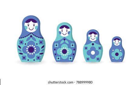 Set of matryoshka russian nesting dolls of different sizes, souvenir from Russia