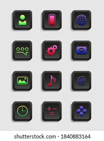 Set of matte icons for apps. Modern style