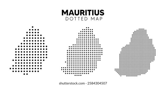 Set of Mauritius dotted map vector on white isolated