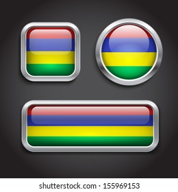 Set of Mauritius flag glass buttons
