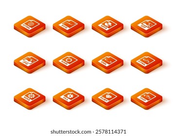 Set MAX file document, DLL, JPG, RAW, RUBY and XML icon. Vector