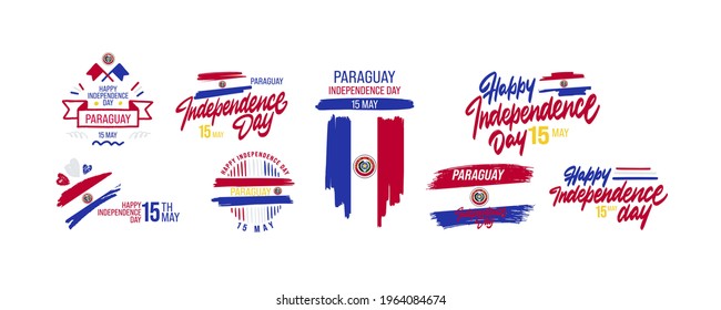 Set of May 15, Independence Day of Paraguay. Independence day of Paraguay vector illustration. Suitable for greeting card, poster and banner