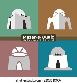 Set of Mazar-e-Quaid, Jinnah's Mausoleum Vector illustration