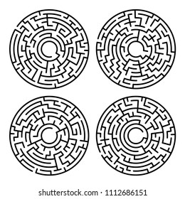 Set of maze circle. Labyrinth. Maze symbol. Isolated on white background